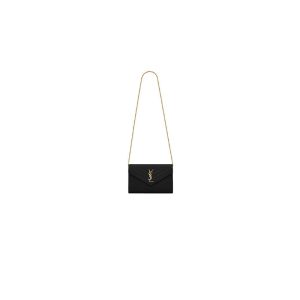 YSL classic cassandre chain wallet in grain de poudre leather