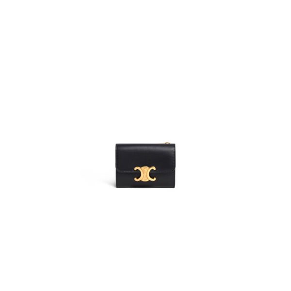 CELINE COMPACT WALLET WITH COIN TRIOMPHE IN SHINY CALFSKIN(HIGH-END GRADE)