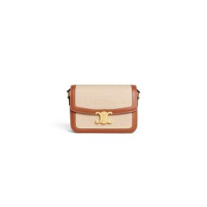 CELINE CLASSIQUE TRIOMPHE BAG IN TRIOMPHE CANVAS AND CALFSKIN(HIGH-END GRADE)