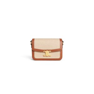 CELINE CLASSIQUE TRIOMPHE BAG IN TRIOMPHE CANVAS AND CALFSKIN