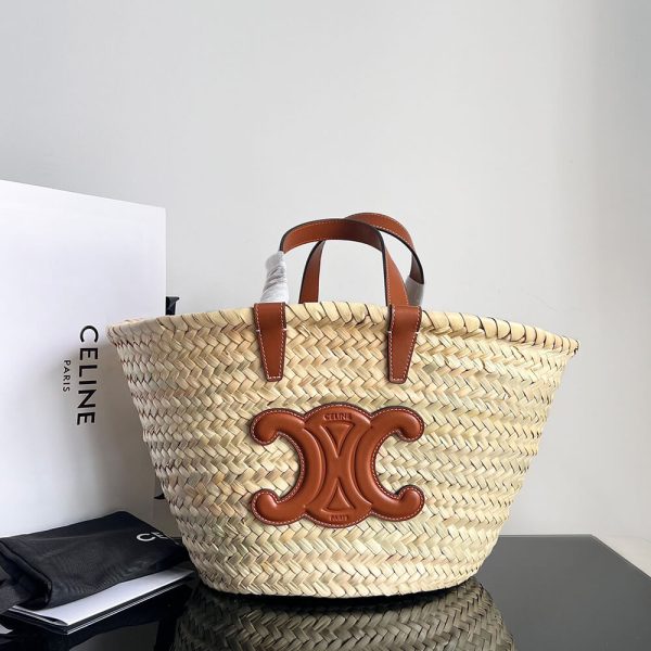 TEEN CELINE CLASSIC PANIER in Palm leaves and Calfskin(high-end grade) - Image 2