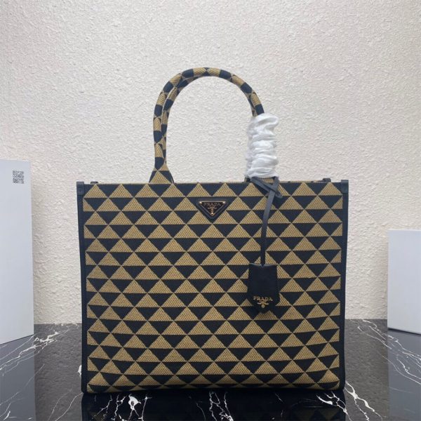 Large Prada Symbole jacquard fabric handbag - Image 2