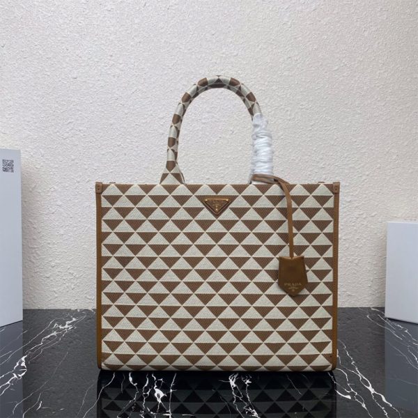 Large Prada Symbole jacquard fabric handbag - Image 2