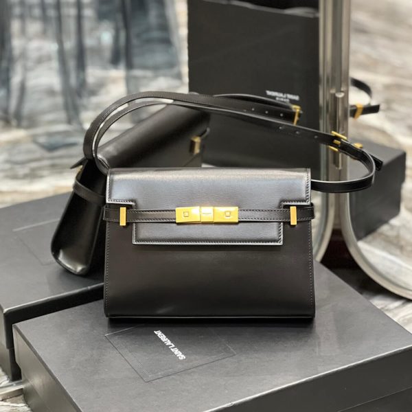 MANHATTAN SMALL SHOULDER BAG IN BOX SAINT LAURENT LEATHER - Image 2