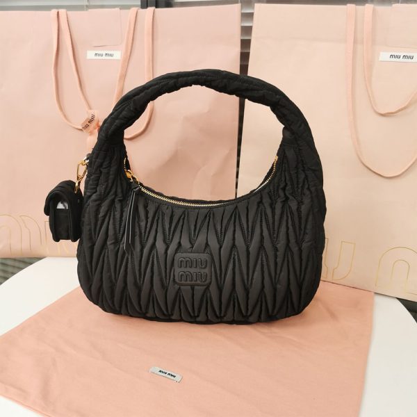 Miu Wander matelasse regenerated nylon hobo bag - Image 2