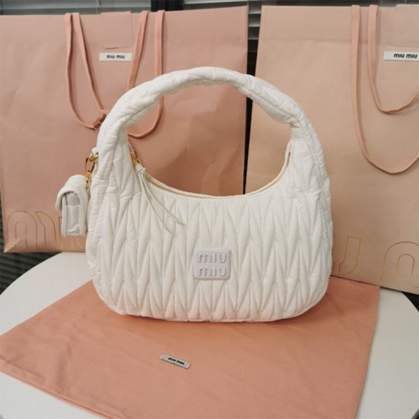 Miu Wander matelasse regenerated nylon hobo bag - Image 2