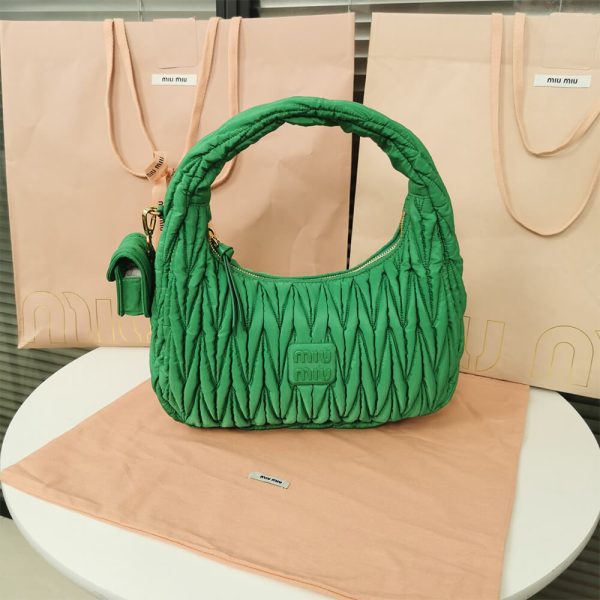 Miu Wander matelasse regenerated nylon hobo bag - Image 2