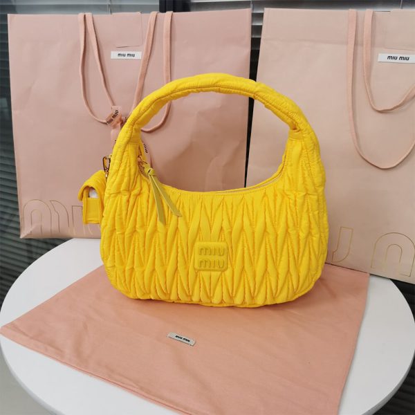 Miu Wander matelasse regenerated nylon hobo bag - Image 2