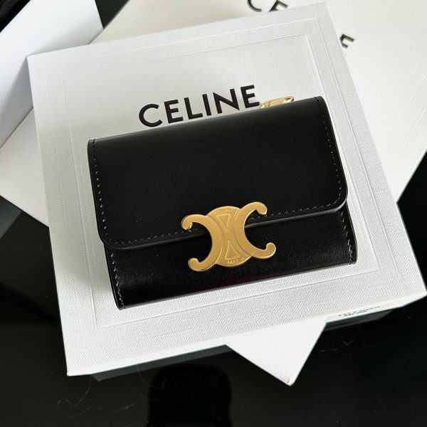 CELINE COMPACT WALLET WITH COIN TRIOMPHE IN SHINY CALFSKIN(HIGH-END GRADE) - Image 2