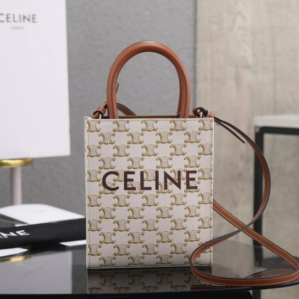 CELINE Mini Vertical Cabas IN Triomphe Canvas with Celine print - Image 2