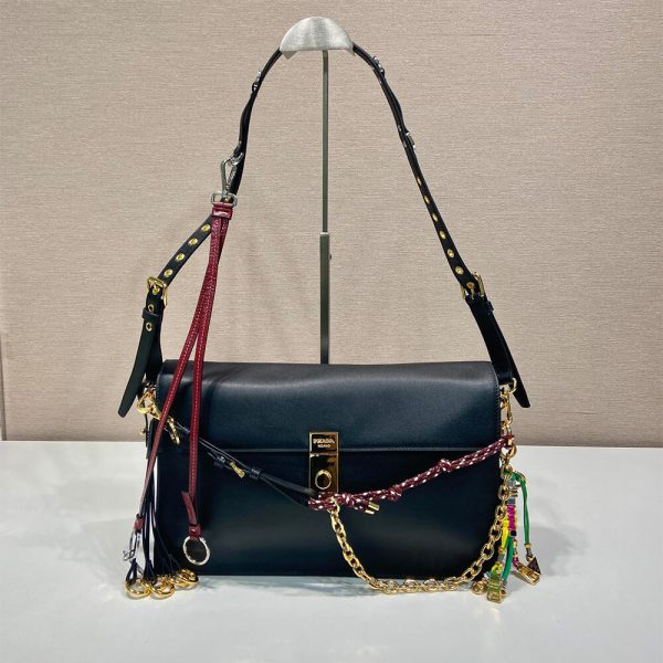 Prada Soft Sound large leather shoulder bag with charms(high-end grade) - Image 2