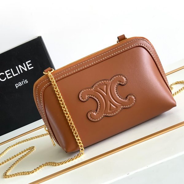 CELINE Clutch on Chain Cuir triomphe IN smooth calfskin(High-end Grade) - Image 2