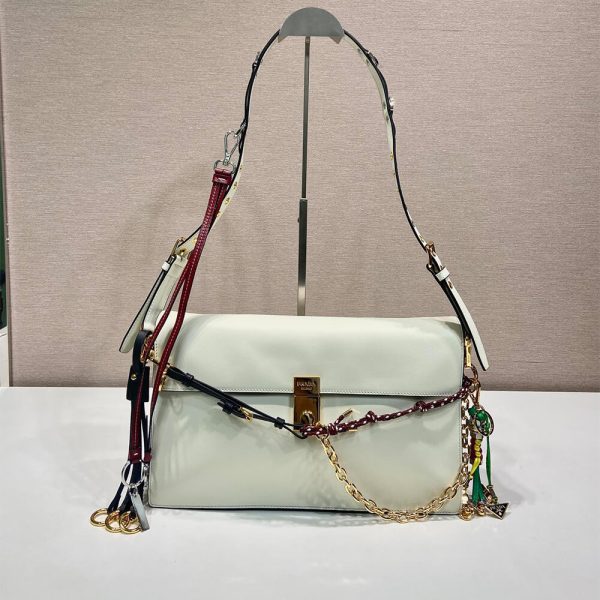Prada Soft Sound large leather shoulder bag with charms(high-end grade) - Image 2