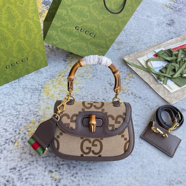 GUCCI BAMBOO 1947 JUMBO GG SMALL TOP HANDLE BAG - Image 2