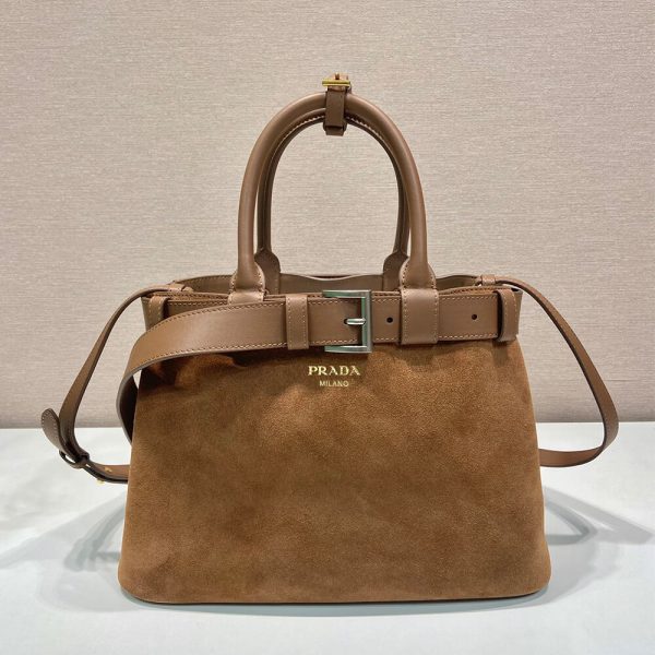 Prada Buckle small suede handbag with belt(high-end grade) - Image 2