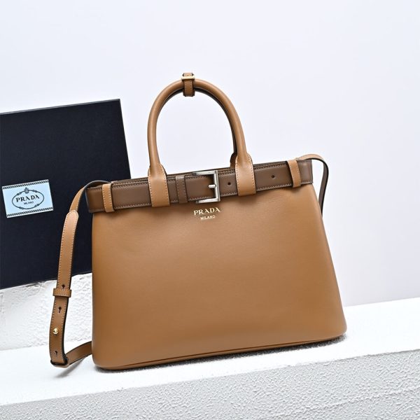 Prada Buckle medium leather handbag with double belt(high-end grade) - Image 2