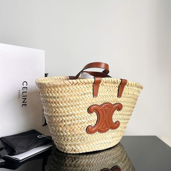 TEEN CELINE CLASSIC PANIER in Palm leaves and Calfskin(high-end grade) - Image 3
