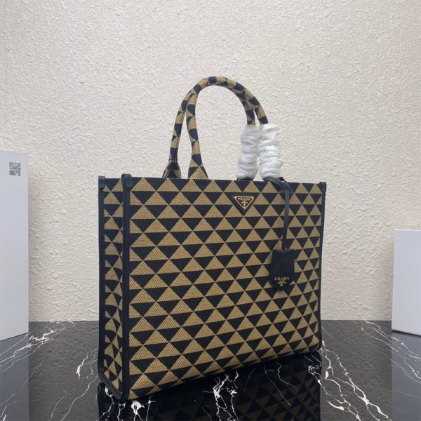 Large Prada Symbole jacquard fabric handbag - Image 3