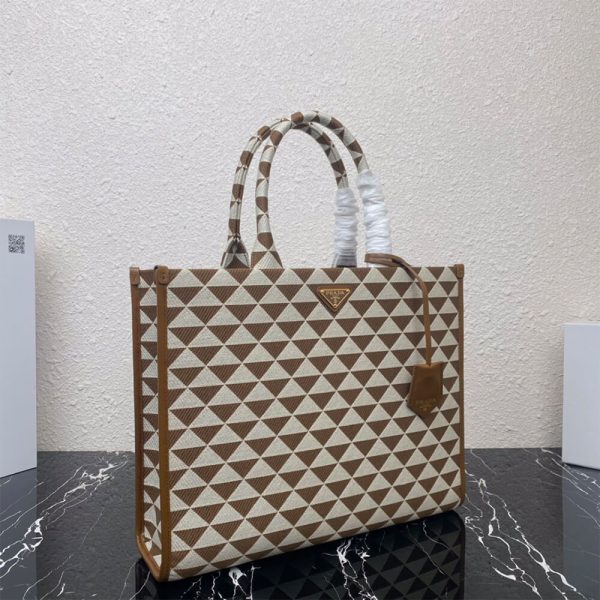 Large Prada Symbole jacquard fabric handbag - Image 3