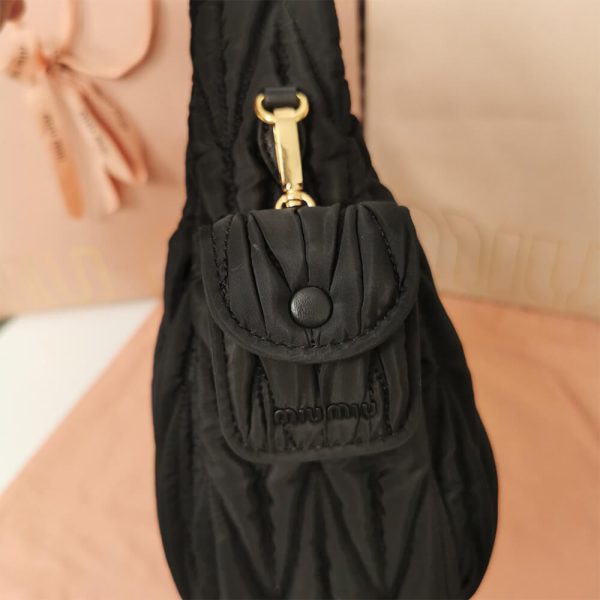 Miu Wander matelasse regenerated nylon hobo bag - Image 3