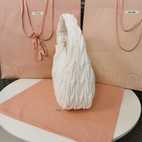 Miu Wander matelasse regenerated nylon hobo bag - Image 3