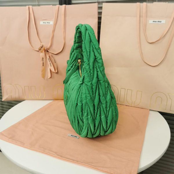 Miu Wander matelasse regenerated nylon hobo bag - Image 3