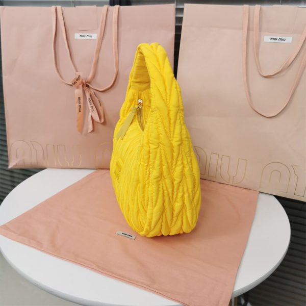 Miu Wander matelasse regenerated nylon hobo bag - Image 3