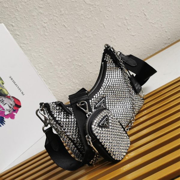 Prada Re-Edition 2005 satin bag with crystals - Image 3