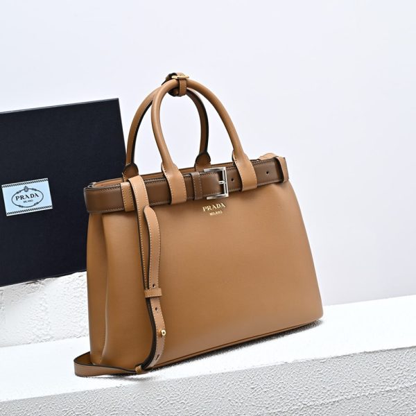 Prada Buckle medium leather handbag with double belt(high-end grade) - Image 3