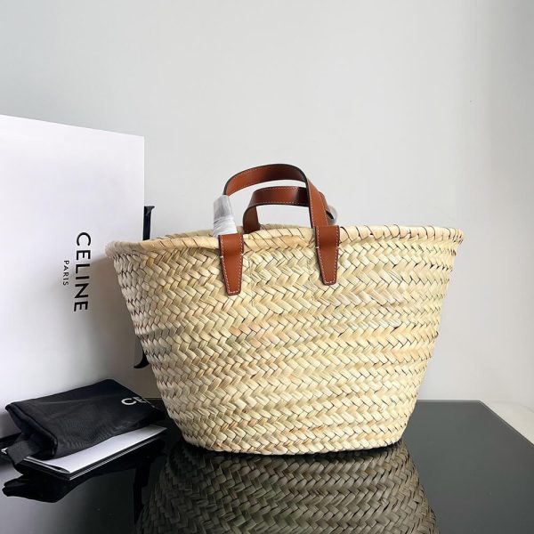 TEEN CELINE CLASSIC PANIER in Palm leaves and Calfskin(high-end grade) - Image 4