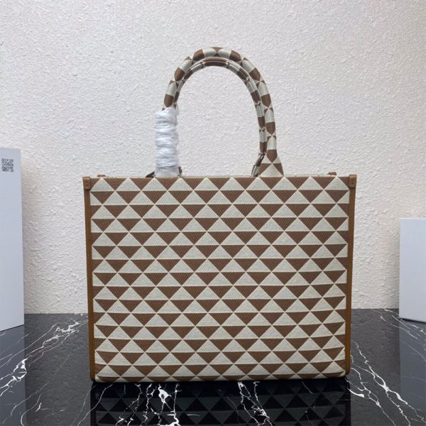 Large Prada Symbole jacquard fabric handbag - Image 4