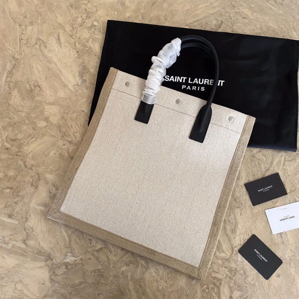 RIVE GAUCHE N/S SHOPPING BAG IN LINEN AND COTTON - Image 4