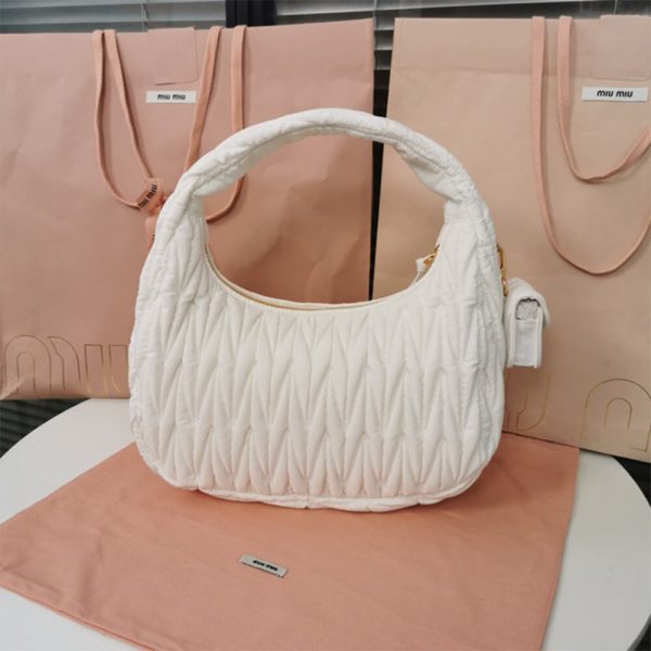 Miu Wander matelasse regenerated nylon hobo bag - Image 4