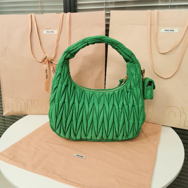 Miu Wander matelasse regenerated nylon hobo bag - Image 4