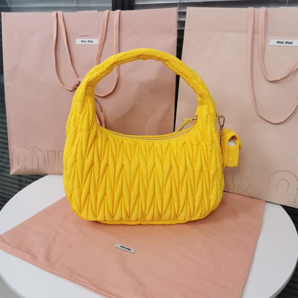 Miu Wander matelasse regenerated nylon hobo bag - Image 4