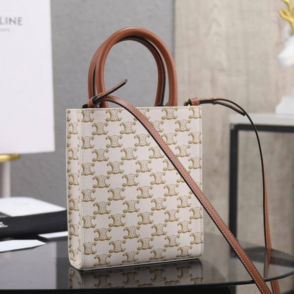 CELINE Mini Vertical Cabas IN Triomphe Canvas with Celine print - Image 4