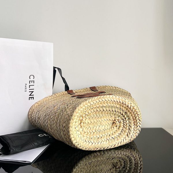 TEEN CELINE CLASSIC PANIER in Palm leaves and Calfskin(high-end grade) - Image 5