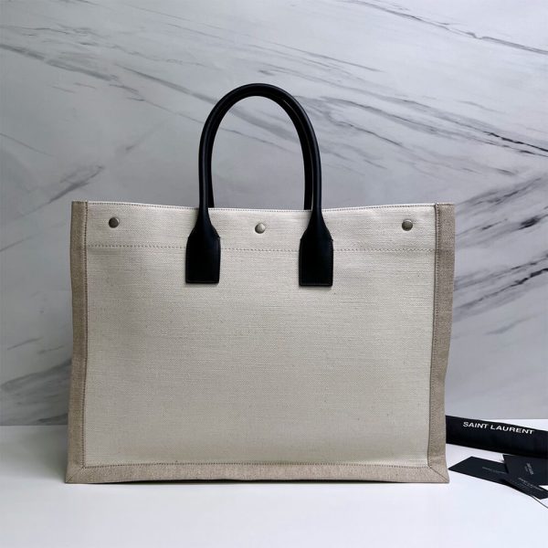 RIVE GAUCHE TOTE BAG IN LINEN AND LEATHER - Image 5