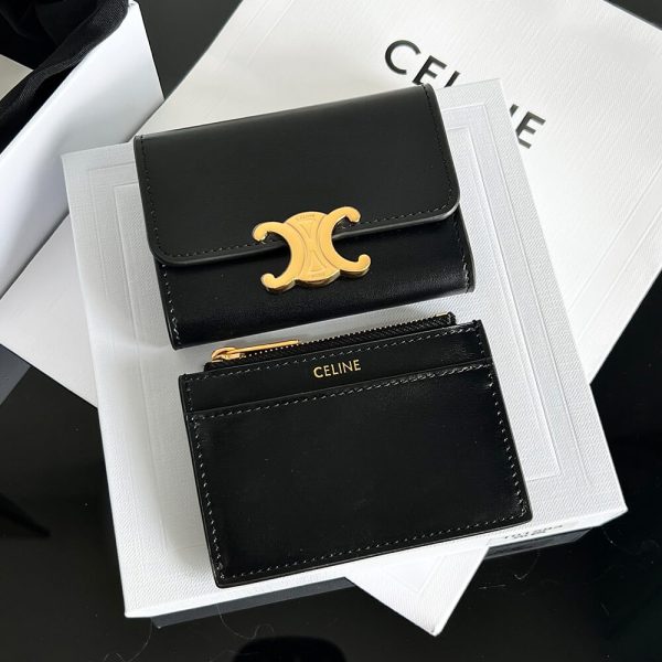CELINE COMPACT WALLET WITH COIN TRIOMPHE IN SHINY CALFSKIN(HIGH-END GRADE) - Image 5