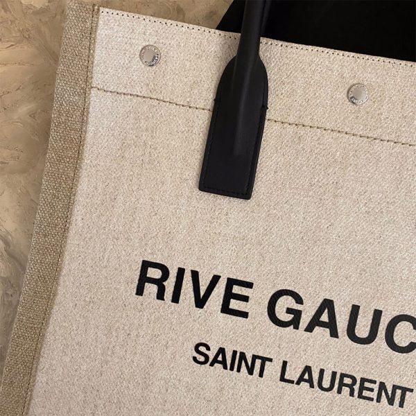 RIVE GAUCHE N/S SHOPPING BAG IN LINEN AND COTTON - Image 6