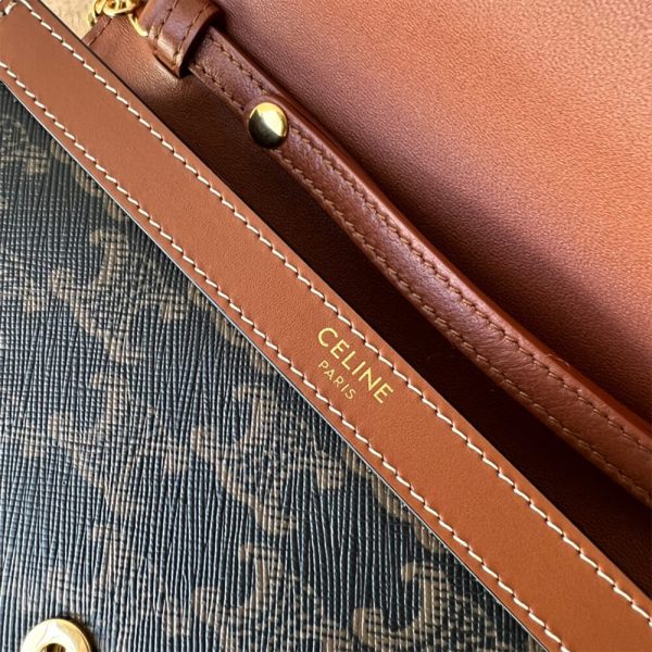 CELINE WALLET ON CHAIN MARGO in TRIOMPHE CANVAS and calfskin(High-end Grade) - Image 6