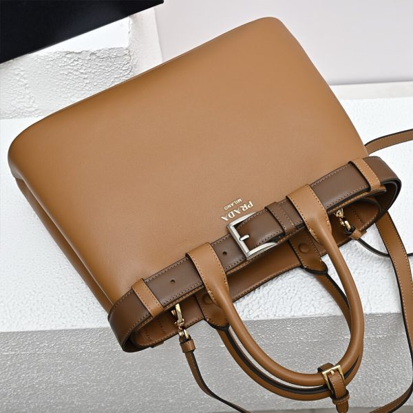 Prada Buckle medium leather handbag with double belt(high-end grade) - Image 6