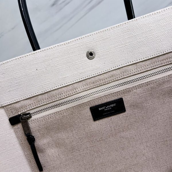 RIVE GAUCHE TOTE BAG IN LINEN AND LEATHER - Image 7