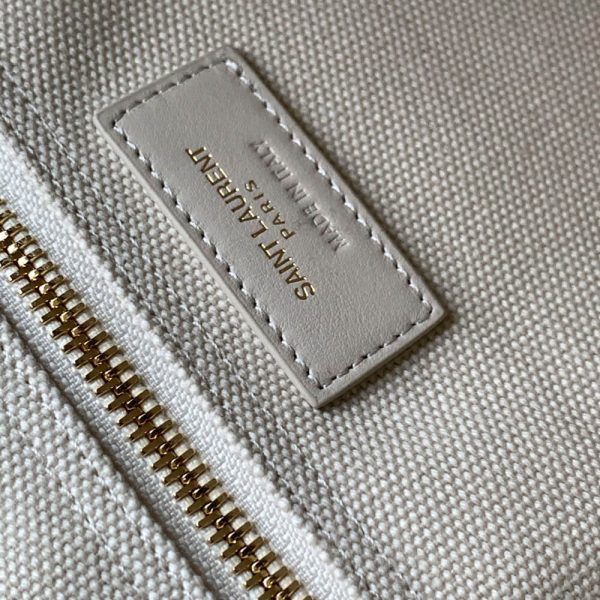 RIVE GAUCHE SMALL TOTE BAG IN LINEN AND LEATHER - Image 7