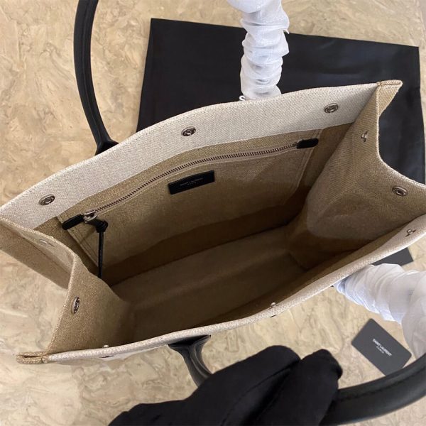 RIVE GAUCHE N/S SHOPPING BAG IN LINEN AND COTTON - Image 8