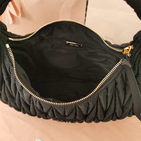Miu Wander matelasse regenerated nylon hobo bag - Image 8