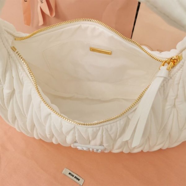 Miu Wander matelasse regenerated nylon hobo bag - Image 8