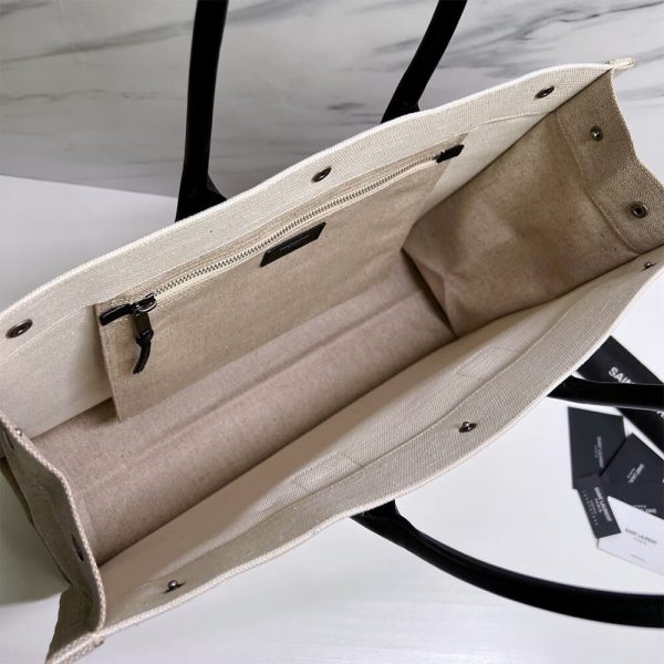 RIVE GAUCHE TOTE BAG IN LINEN AND LEATHER - Image 8