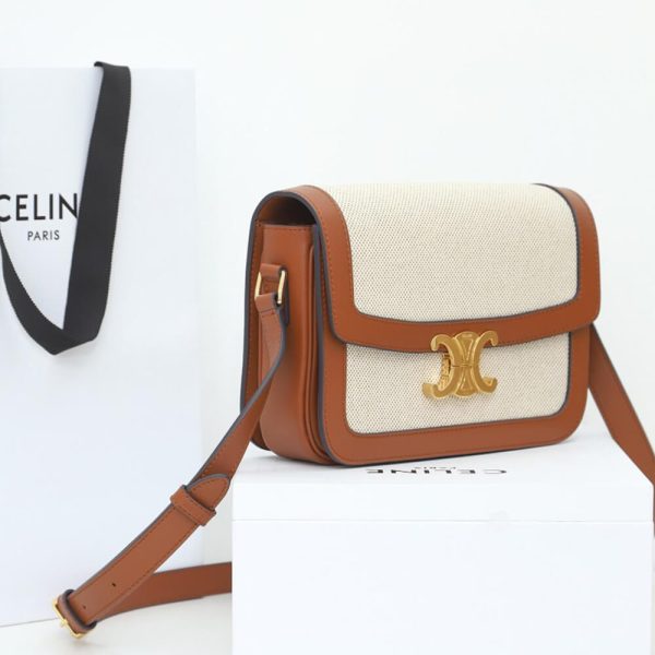CELINE CLASSIQUE TRIOMPHE BAG IN TRIOMPHE CANVAS AND CALFSKIN(HIGH-END GRADE) - Image 3