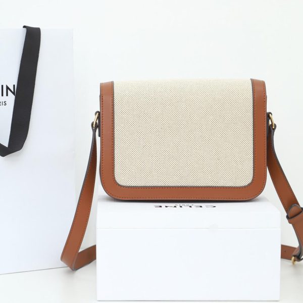 CELINE CLASSIQUE TRIOMPHE BAG IN TRIOMPHE CANVAS AND CALFSKIN(HIGH-END GRADE) - Image 5